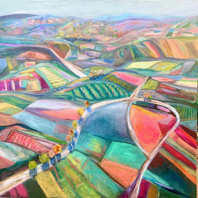 A Ride in Mr. T's Plane, oil 36" x 36"