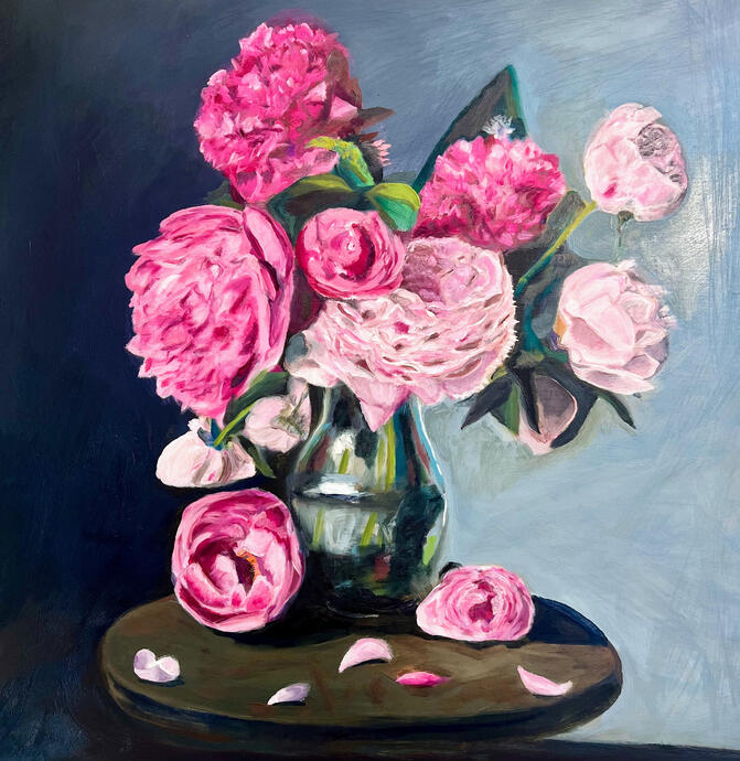 Peonies for Amber, oil 24" x 20"/SOLD