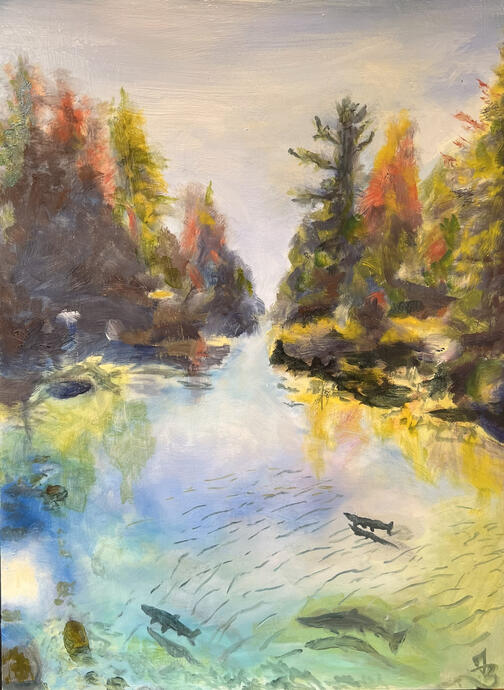 Coho Run, oil 24" x 20"/SOLD