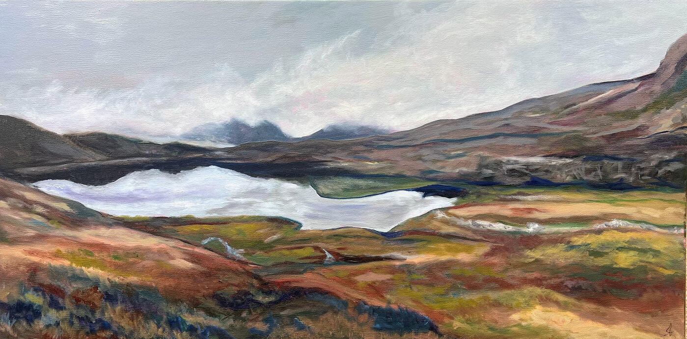 High Sierra Autumn Pond, oil 15" x 30"